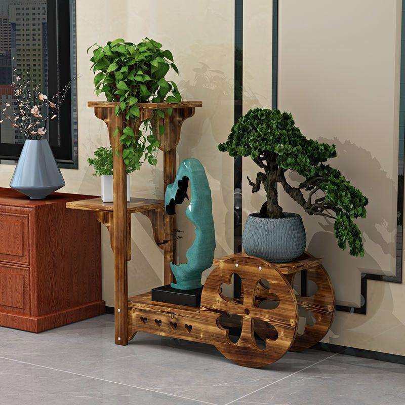 实木落地式客厅阳台室内绿萝多肉花盆架碳化创意多层省空间花架zz,淘宝优惠券,粉丝福利购,淘宝优惠卷
