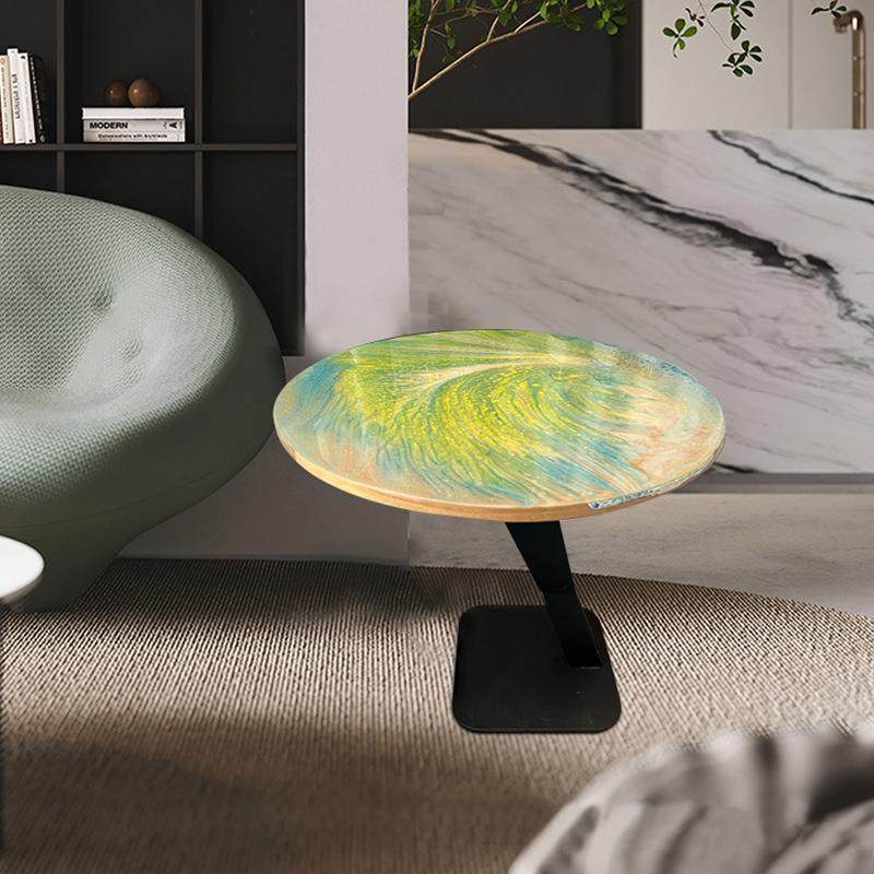 流体画边几树脂大理石花纹圆桌现代创意简约客厅小茶几,淘宝优惠券,粉丝福利购,淘宝优惠卷
