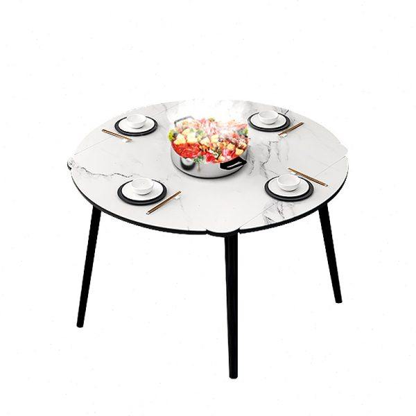 岩板折叠餐桌可变圆桌家用小户型方形伸缩实木饭桌带电磁炉餐桌椅,淘宝优惠券,粉丝福利购,淘宝优惠卷