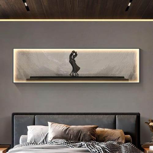 现代简约主卧室装饰画抽象人物led灯画床头横版极简挂画发光壁画 - 图0