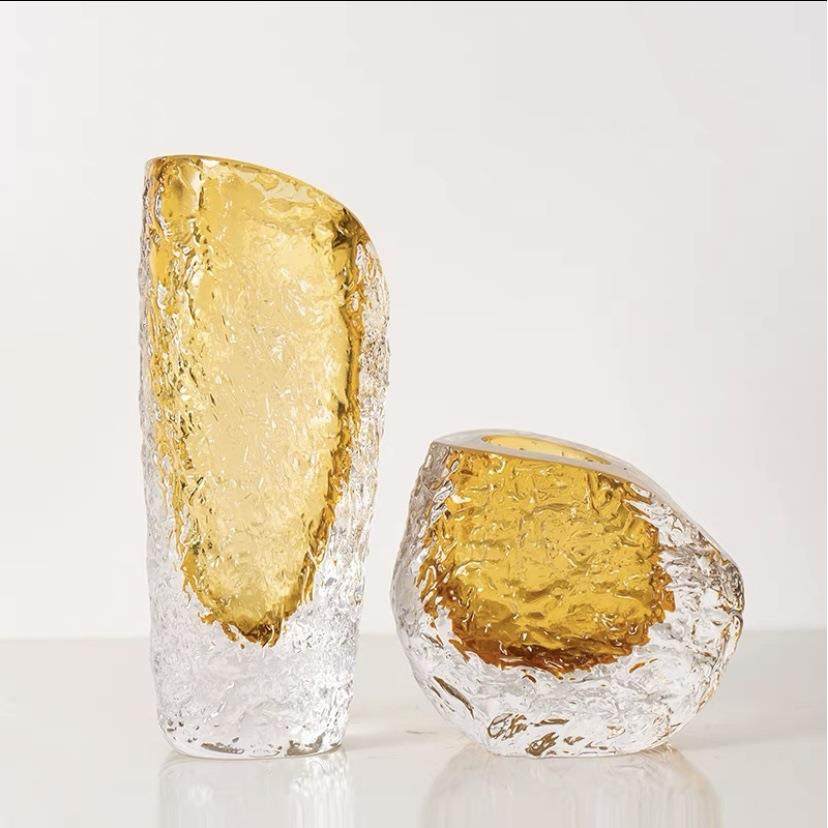 轻奢创意浮冰艺术花瓶摆件客厅插花高档餐桌玄关装饰琉璃花瓶花器,淘宝优惠券,粉丝福利购,淘宝优惠卷