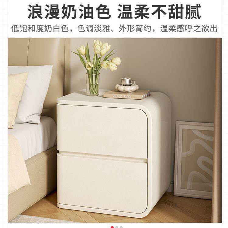 床头柜轻奢高级感小型实木床边柜简约现代奶油风创意卧室储物柜子,淘宝优惠券,粉丝福利购,淘宝优惠卷