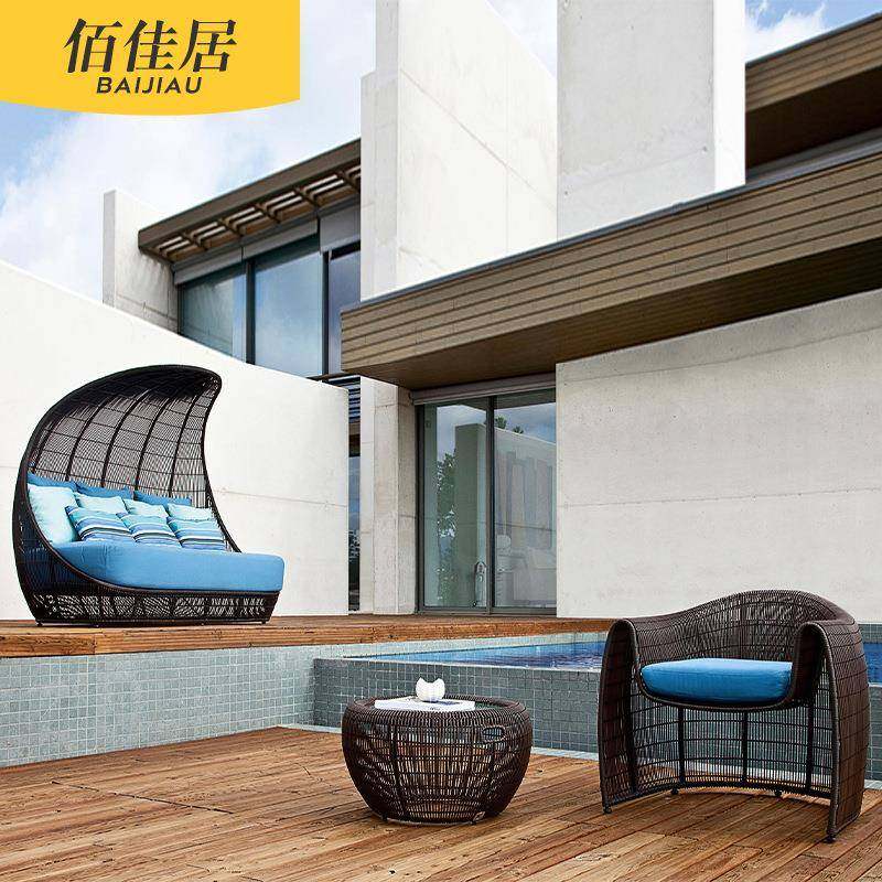 北欧户外编藤沙发组合别墅民宿茶几双人现代藤条竹藤沙发椅单人,淘宝优惠券,粉丝福利购,淘宝优惠卷