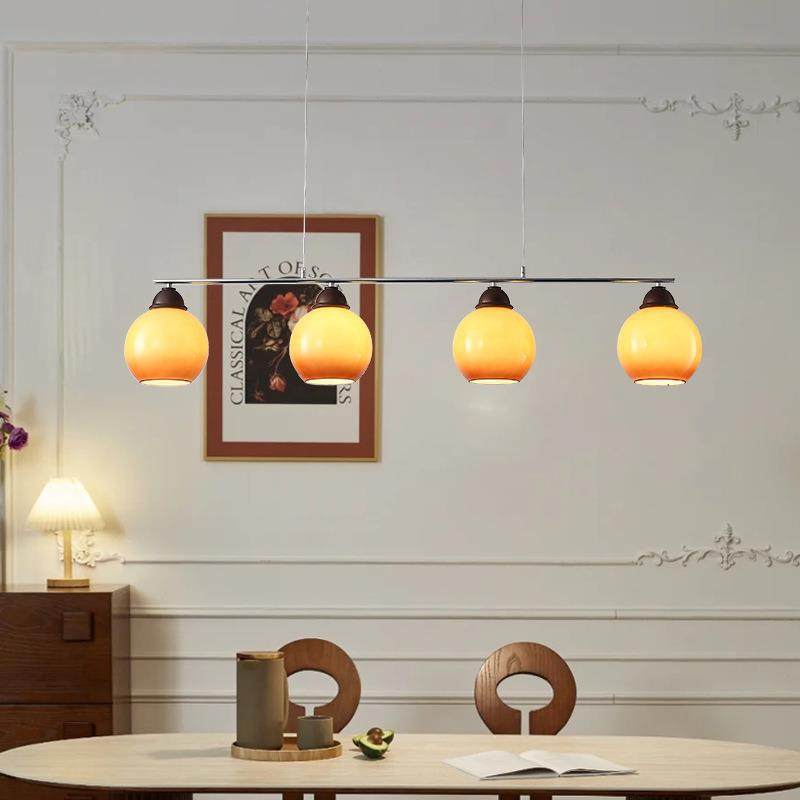 中古风柿子吊灯餐厅吧台灯法式复古饭厅餐桌灯感一字长条灯具,淘宝优惠券,粉丝福利购,淘宝优惠卷