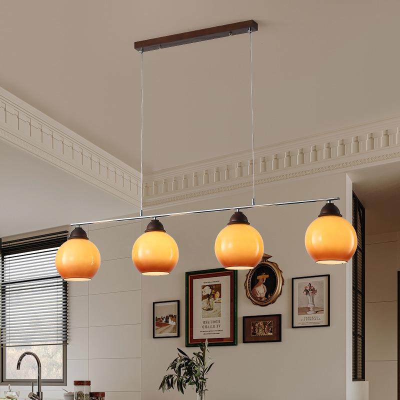中古风柿子吊灯餐厅吧台灯法式复古饭厅餐桌灯感一字长条灯具,淘宝优惠券,粉丝福利购,淘宝优惠卷