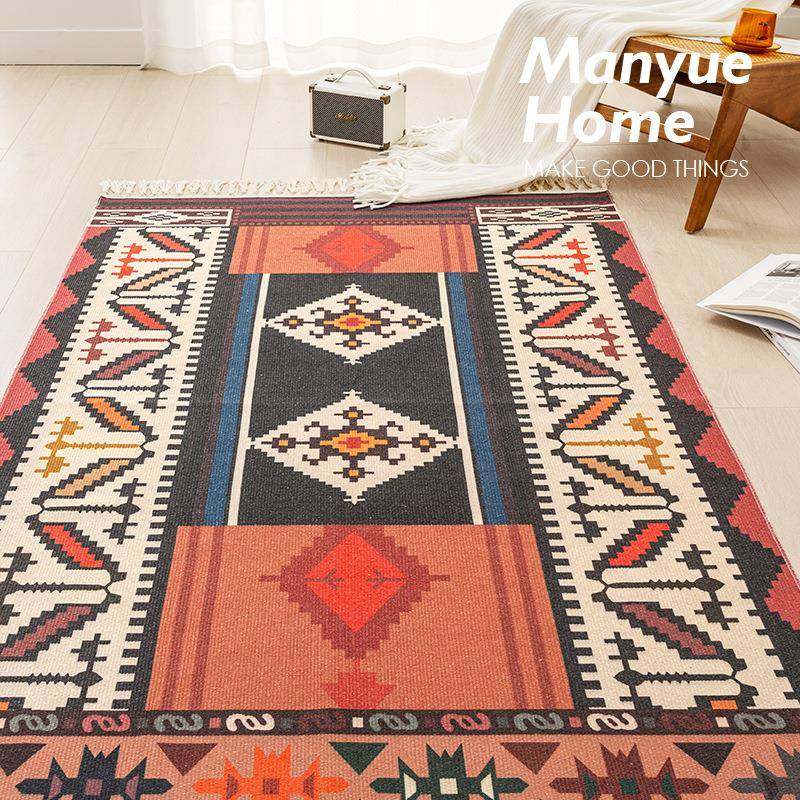 外贸摩洛哥棉麻复古地垫卧室床边脚垫多功能客厅沙发茶几地毯,淘宝优惠券,粉丝福利购,淘宝优惠卷