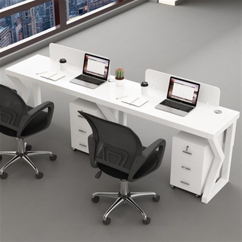 职员办公桌并排单人2人3人多人位单排横排屏风电脑工作桌带挡板 - 图2