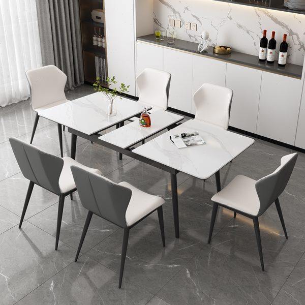 意式可伸缩岩板餐桌椅多功能电磁炉现代简约小户型家用长方形饭桌,淘宝优惠券,粉丝福利购,淘宝优惠卷