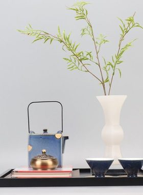 新中式描金禅意茶具花瓶花器组合摆件样板房间售楼处茶室茶几饰品