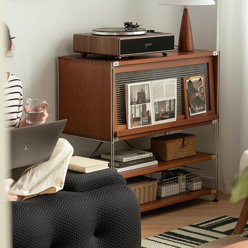 实木书柜带门小户型客厅矮柜置物柜日式复古收纳柜储物柜中古新品,淘宝优惠券,粉丝福利购,淘宝优惠卷