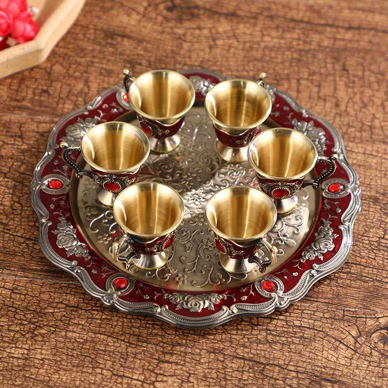 轻奢复古小欧式酒具 红宝石镶嵌合金酒具套装 酒店宴会酒壶酒杯,淘宝优惠券,粉丝福利购,淘宝优惠卷