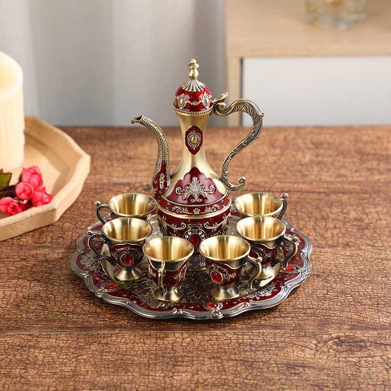 轻奢复古小欧式酒具 红宝石镶嵌合金酒具套装 酒店宴会酒壶酒杯,淘宝优惠券,粉丝福利购,淘宝优惠卷