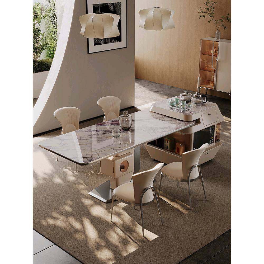 意式岩板岛台餐桌一体伸缩带电磁炉轻奢家用客厅多功能岛台餐桌,淘宝优惠券,粉丝福利购,淘宝优惠卷