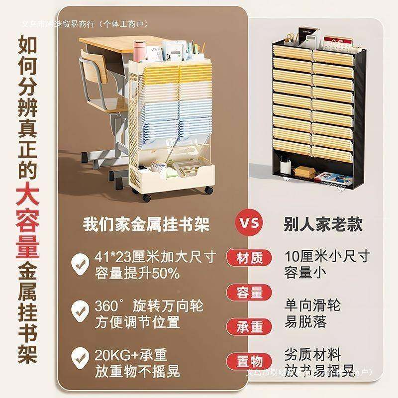 移动书架边铁带轮书桌收纳置无品牌/物艺架落地书桌旁边书小架侧,淘宝优惠券,粉丝福利购,淘宝优惠卷