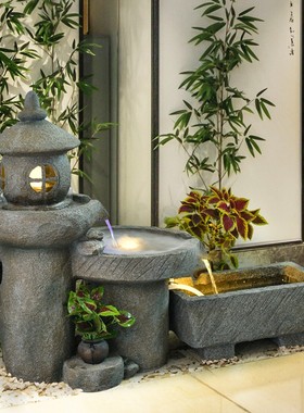 大型创意田园流水石磨摆件中式庭院鱼池客厅家居喷泉办公室景观