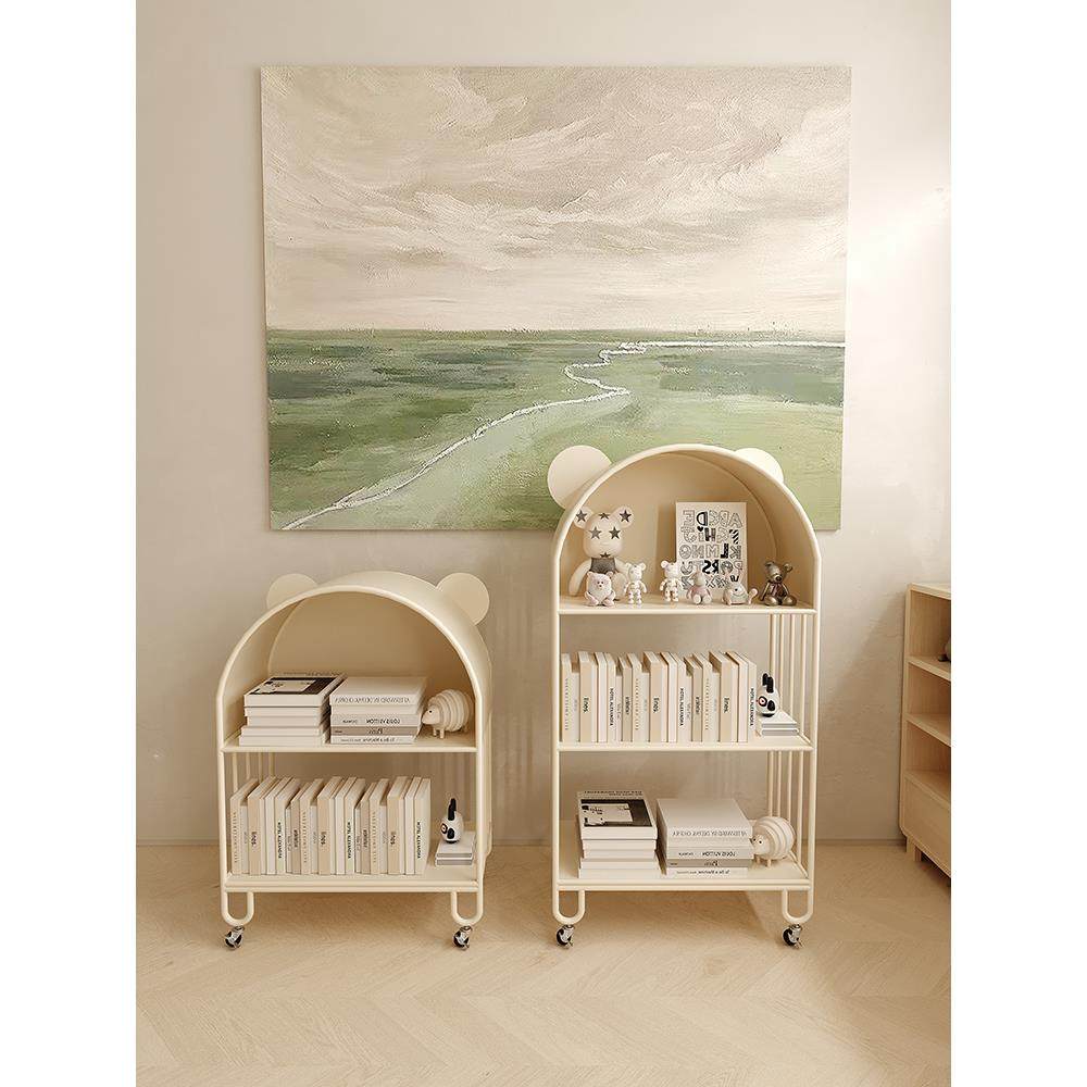 儿童书架铁艺置物架落地可移动靠墙储物柜收纳架客厅卧室书柜飘窗,淘宝优惠券,粉丝福利购,淘宝优惠卷