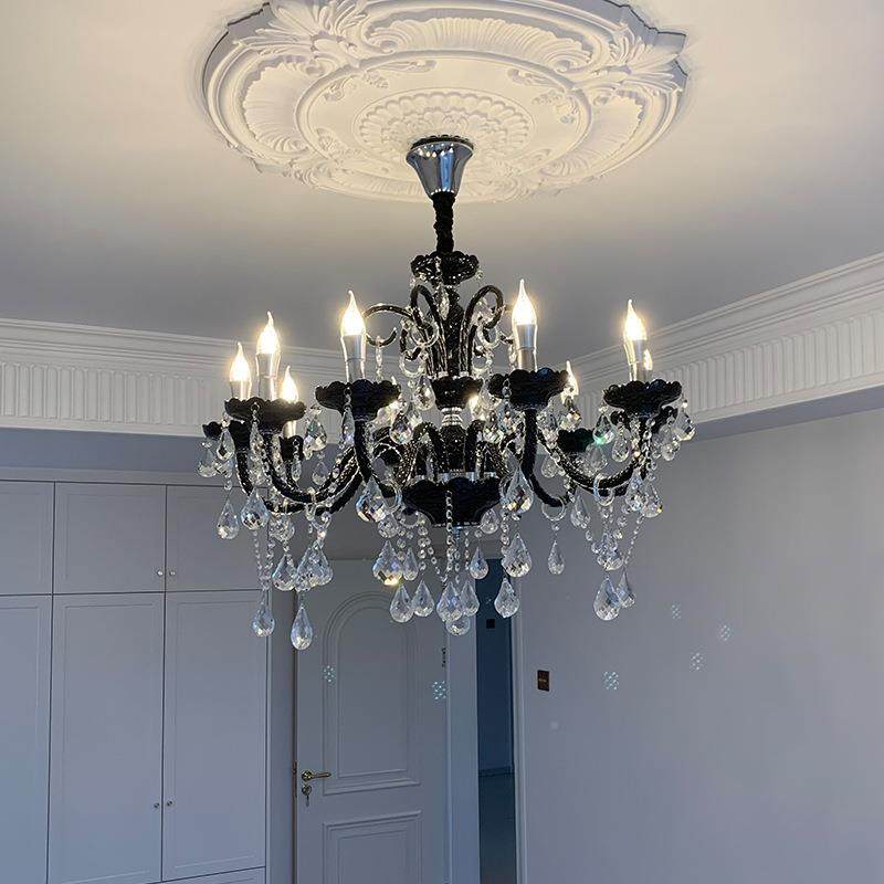 黑色蜡间烛灯古法式421客厅吊灯水高晶房主灯复欧式端大灯大气餐,淘宝优惠券,粉丝福利购,淘宝优惠卷