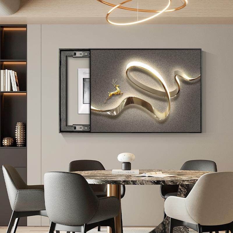 现代轻奢电表箱装饰画高级感配电箱遮挡壁画免打孔开关电闸盒挂画,淘宝优惠券,粉丝福利购,淘宝优惠卷