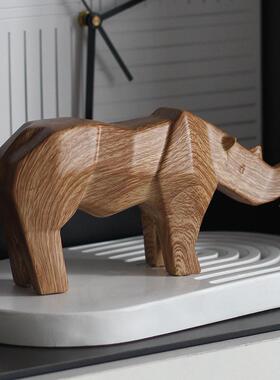 新中式动物犀MXA桌面纹摆件儿童客房厅木卧室电牛视柜玄关酒柜装