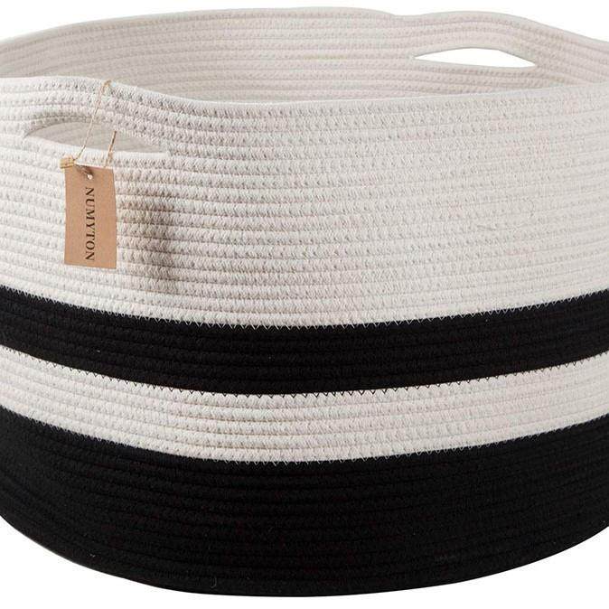 装饰编织棉绳篮洗衣篮婴儿和狗玩具储物篮儿童洗衣篮毛巾篮收纳筐,淘宝优惠券,粉丝福利购,淘宝优惠卷