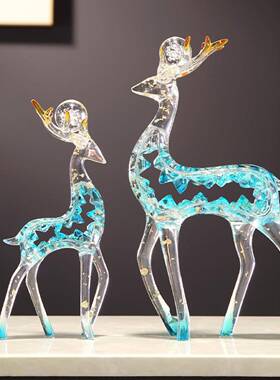 创意家居招DTR高财鹿件一对轻奢档玄关摆客厅酒柜电视柜办公室饰