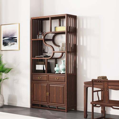 博古架实木中式茶室置物架展示架书房三组合书柜新中式书架多宝阁 - 图2