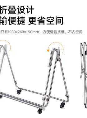 可折叠服装中岛架服装店不锈钢陈列架可移动折叠拆装单杆架子