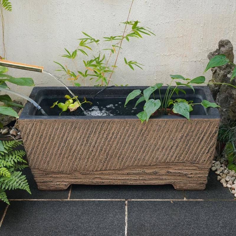 户外庭院中式水缸鱼缸成品养鱼池落地花园阳台摆件室外水槽方缸 - 图2