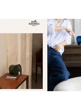 若奈家居真黄铜！Herm@s“吉祥象”琉璃漆彩时髦书房镇纸书架摆件