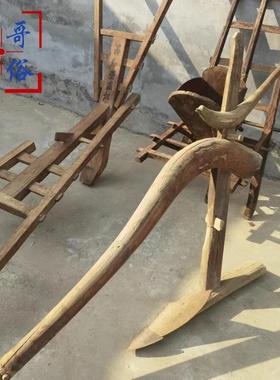 农耕工具套装民俗老物件木叉锄头老风车老木犁农家乐农用装饰摆件