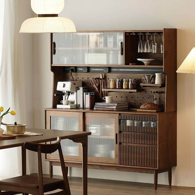 全实木餐边柜现代简约式轻奢型北欧一体靠墙储物柜黑胡桃木茶水柜,淘宝优惠券,粉丝福利购,淘宝优惠卷