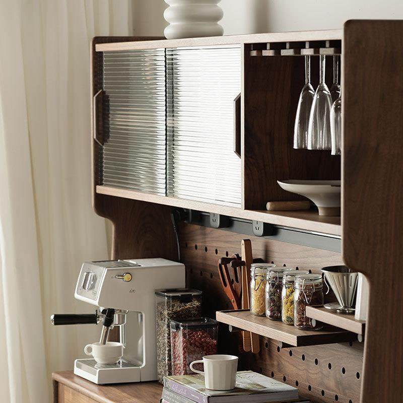 全实木餐边柜现代简约式轻奢型北欧一体靠墙储物柜黑胡桃木茶水柜,淘宝优惠券,粉丝福利购,淘宝优惠卷