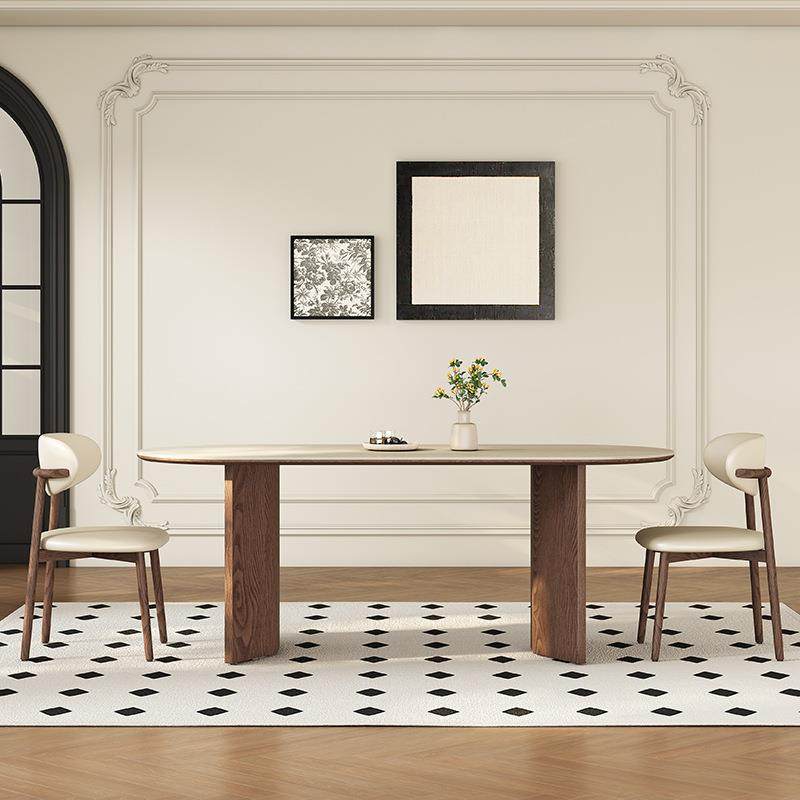 德利丰洞石岩板餐桌椭圆形实木餐桌复古法式饭桌子现代简约小户型,淘宝优惠券,粉丝福利购,淘宝优惠卷