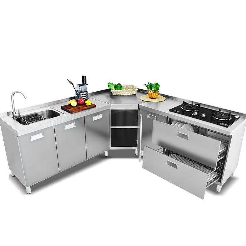 W8不锈钢橱柜家用厨房灶台柜一体水槽碗柜出租房用简易组装收纳厨,淘宝优惠券,粉丝福利购,淘宝优惠卷