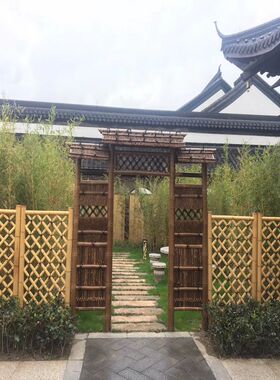 竹门楼工程竹牌楼竹坊坊竹牌坊园林园艺牌楼栅栏中式竹木长廊装饰