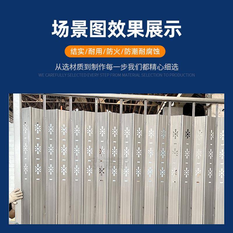 压花艺拉闸门家用阳台推拉门拉加厚款铸铁拉闸门商384盗铺铁防推 - 图1