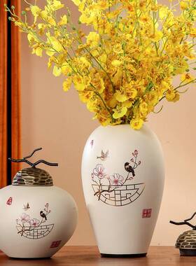 新F766S5H6式装国风件家居客厅摆花瓶电视柜玄中关古博古架茶室陶