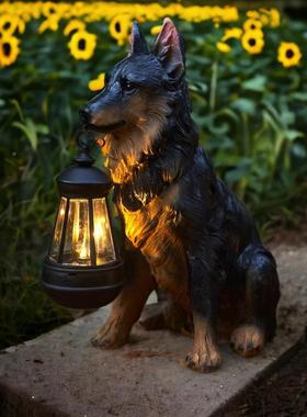 马逊庭院脂树工艺品太阳能挂灯仿HZ20011真亚小狗花摆件园院子玄