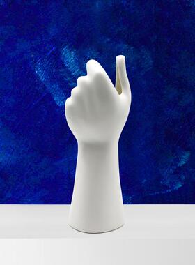 白色手臂花瓶家视居树脂摆件客插创意客厅电花柜干厅花插1花装饰