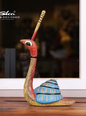 田园风仿木摆精饰现代彩家绘居蜗牛树脂工艺品美蜗牛动物桌面摆件