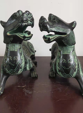 青铜器貔貅 客厅仿古摆件  鎏金铜貔貅复古怀旧装饰品工艺品动物