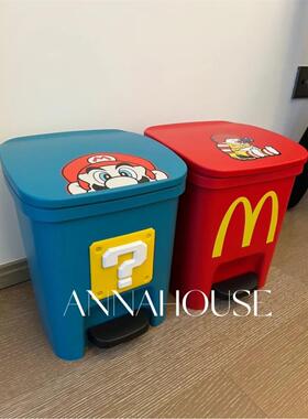 麦当劳垃圾饰桶客厅FKZ踏马里奥可爱创意装摆件脚室家用厨房卧高