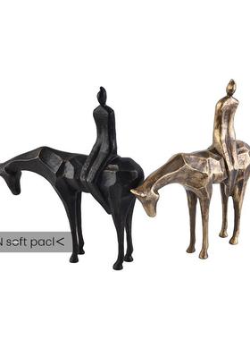 新中式现代金摆属马件ES-A6291板房售楼样铸铁艺术装饰品办处公室