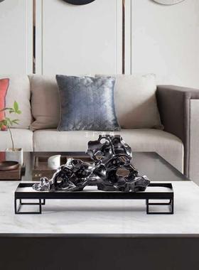 新中式瓷太湖石铁陶艺沙盘厅假山微观客景茶几玄关F87T8865摆设博