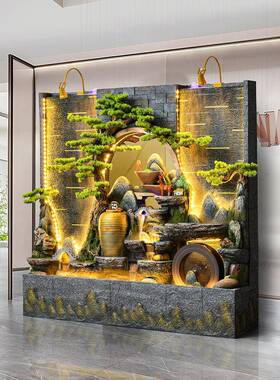 循环流水摆办件落地假山喷泉水景客厅公室装饰观公景61013173司幕