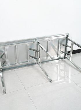 加厚不锈钢折叠桌商用便携式免安装户外夜市打包摆摊桌子家用餐桌