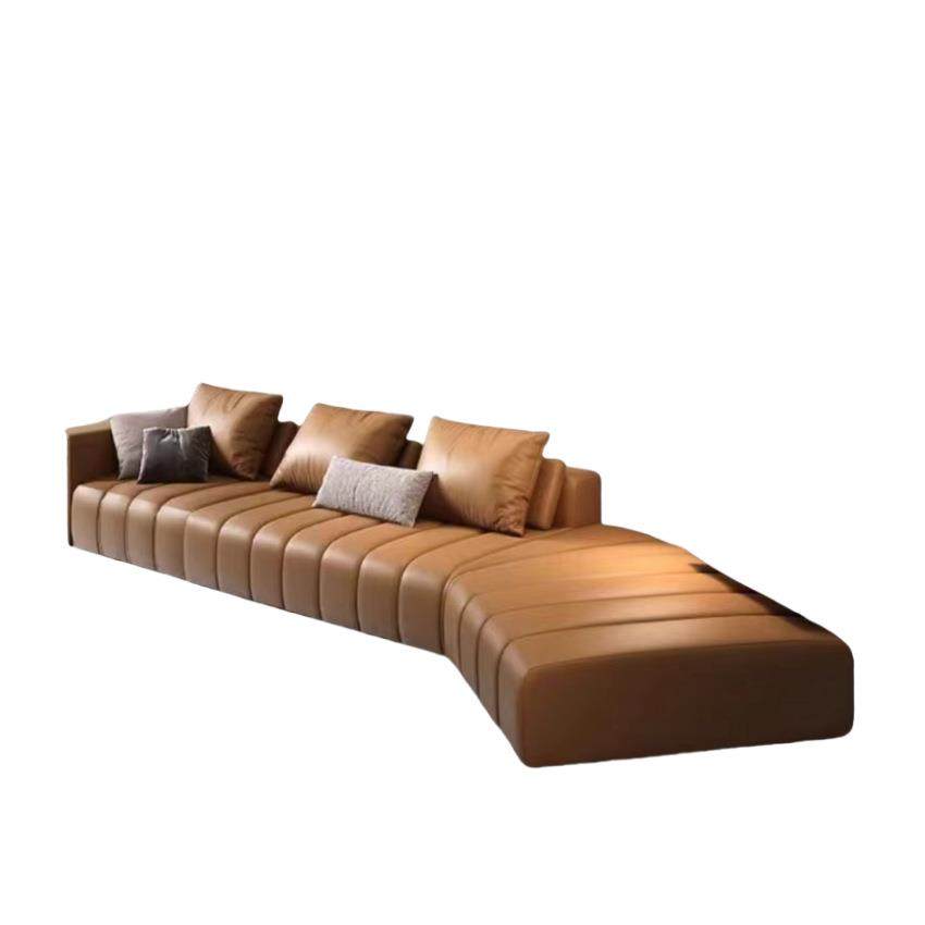 钢琴键意式极简L型真皮沙发轻奢黑色异形沙发客厅大平层弧形沙发,淘宝优惠券,粉丝福利购,淘宝优惠卷