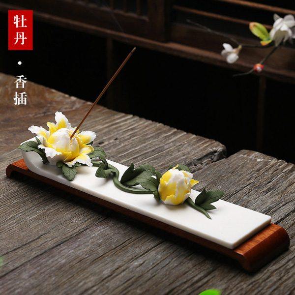 陶瓷梅花朵香插家用室内供佛香座香台香托线香炉熏香创意摆件卧香,淘宝优惠券,粉丝福利购,淘宝优惠卷