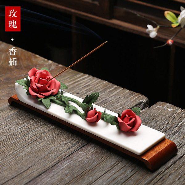 陶瓷梅花朵香插家用室内供佛香座香台香托线香炉熏香创意摆件卧香,淘宝优惠券,粉丝福利购,淘宝优惠卷