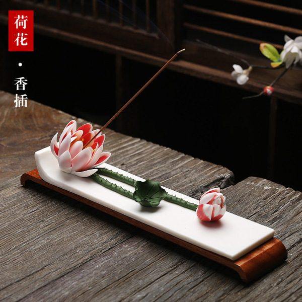 陶瓷梅花朵香插家用室内供佛香座香台香托线香炉熏香创意摆件卧香,淘宝优惠券,粉丝福利购,淘宝优惠卷